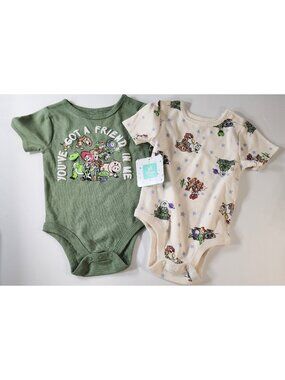 DISNEY PIXAR BABY 12 MONTHS  2 PACK TOY STORY ONE PIECE SNAP SUIT BOY GIRL
